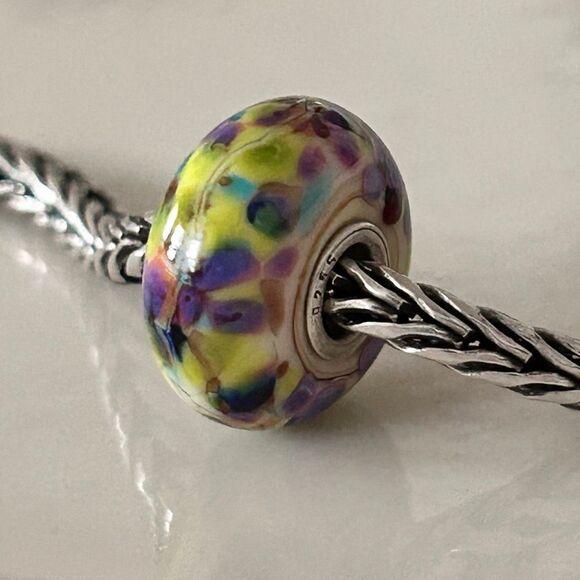 TROLLBEADS Authentic Troll Stone LAA 925S Purple Green Pink Blue Mosaic Confetti - Picture 8 of 11
